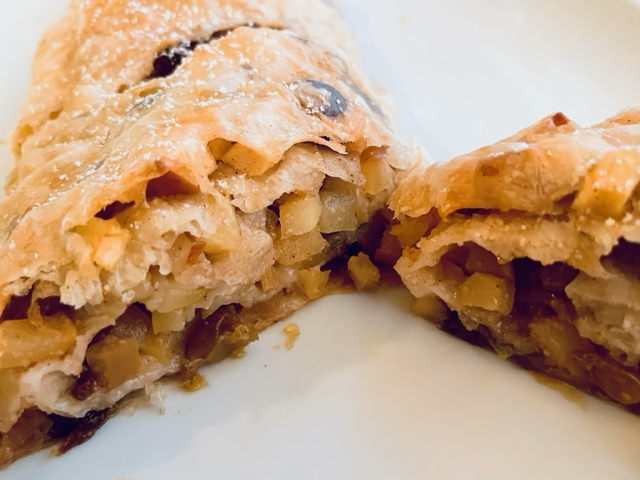 Apple strudel made with phyllo dough